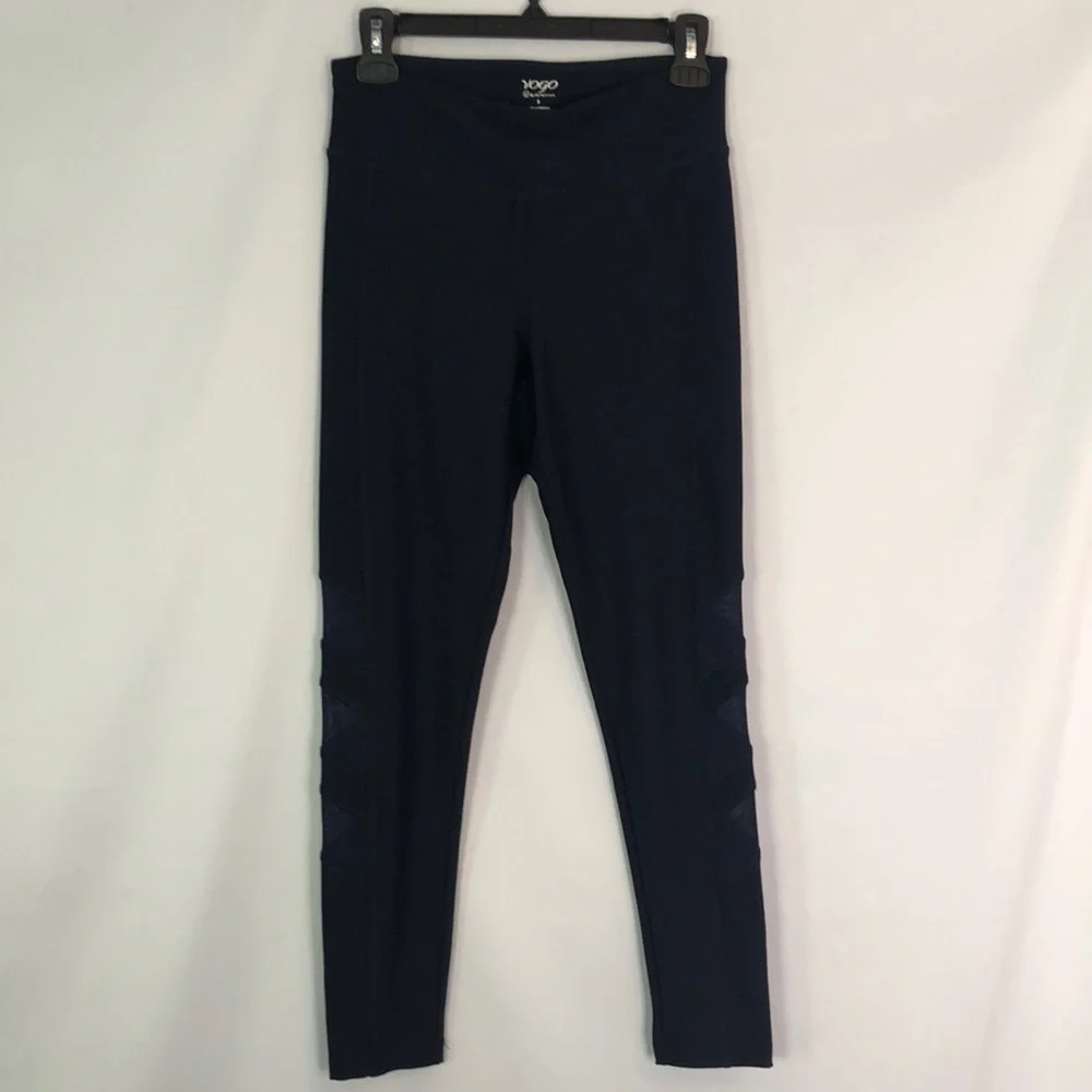 Vogo Athletica Full Length Yoga Exercise Black with Mesh Leggings Size S